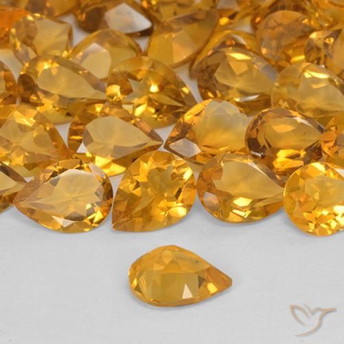 Citrino Laranja Médio Natural 0.93ct, Formato de pêra, VVS-VS
