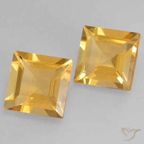 Pedras preciosas de Citrino ouro médio natural de 3.12 ct, Quadrado, VS