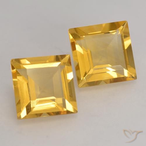 Pedras preciosas de Citrino ouro médio natural de 2.89 ct, Quadrado, VVS-VS
