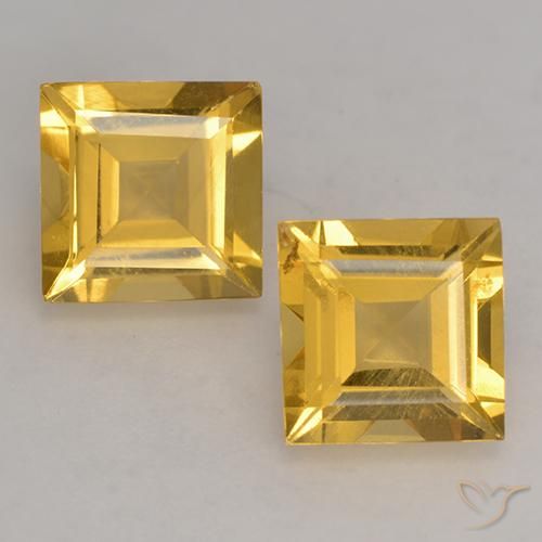Pedras preciosas de Citrino Dourado natural de 2.89 ct, Quadrado, VS