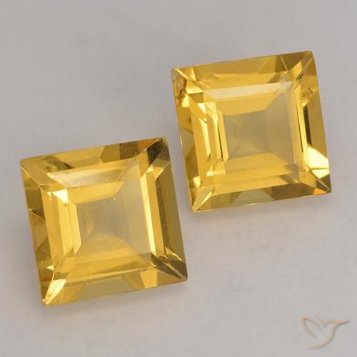 Pedras preciosas de Citrino Dourado natural de 2.89 ct, Quadrado, VS