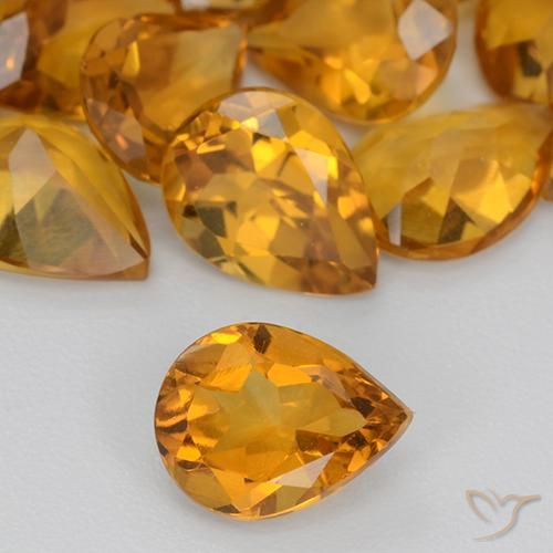 0.87ct Natural Laranja Profundo-Ouro Citrino, Formato de pêra, VS