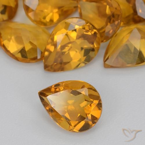 Citrino Laranja Profundo-Ouro Natural 0.87ct, Formato de pêra, VS