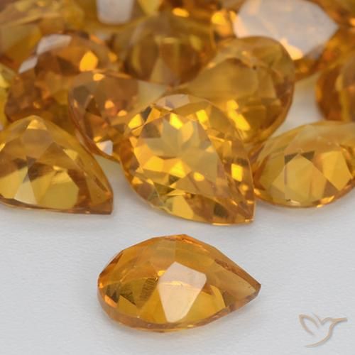 Citrino Laranja Profundo-Ouro Natural 0.87ct, Formato de pêra, VS