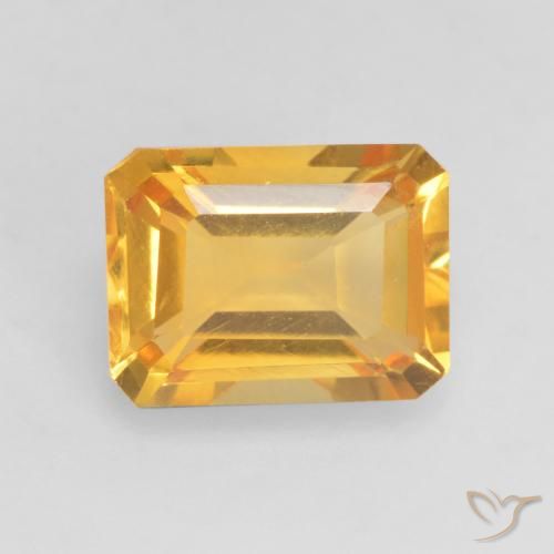 1.57ct Natural Dourado Escuro Citrino, Corte Esmeralda, VVS-VS