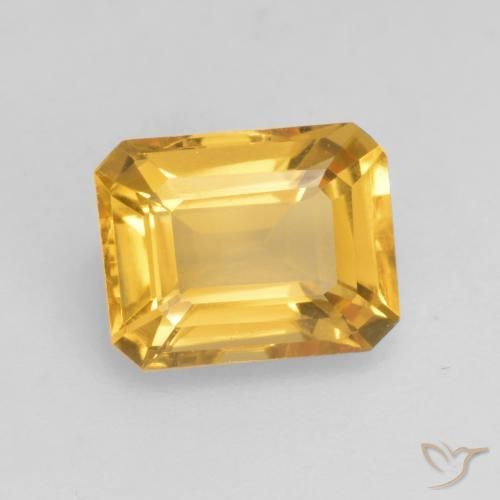 Citrino ouro brilhante Natural 1.53ct, Corte Octógono / Esmeralda, VVS-VS