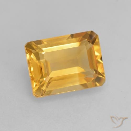 Citrino ouro brilhante Natural 1.56ct, Corte Octógono / Esmeralda, VVS-VS