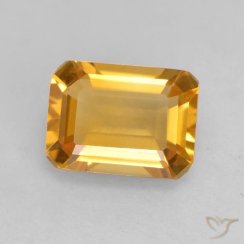 1.52ct Natural Laranja Dourado Profundo Citrino, Corte Esmeralda, VVS-VS