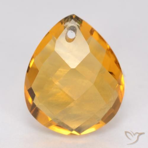 3.84ct Natural Laranja-dourado médio-claro Citrino, Formato de pêra, VVS-VS, Photo A