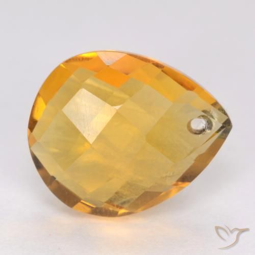 Citrino Laranja-dourado médio-claro Natural 3.84ct, Formato de pêra, VVS-VS