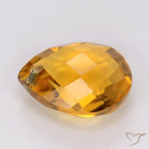 Citrino Laranja-dourado médio-claro Natural 3.84ct, Formato de pêra, VVS-VS