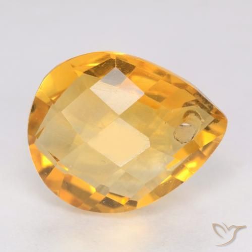 Citrino Laranja-dourado médio-claro Natural 3.76ct, Formato de pêra, VVS-VS