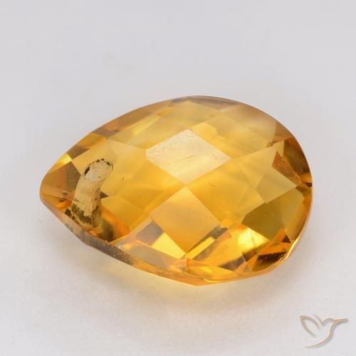 Citrino Laranja-dourado médio-claro Natural 3.76ct, Formato de pêra, VVS-VS