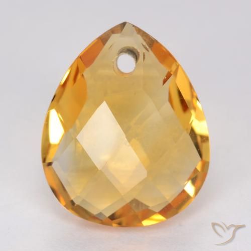 3.46ct Natural Laranja escuro-dourado Citrino, Formato de pêra, VVS-VS