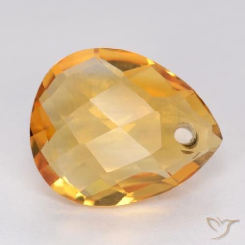 Citrino Laranja escuro-dourado Natural 3.46ct, Formato de pêra, VVS-VS