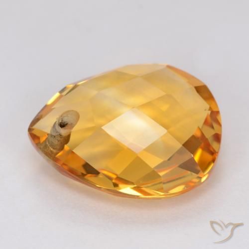 Citrino Laranja escuro-dourado Natural 3.46ct, Formato de pêra, VVS-VS