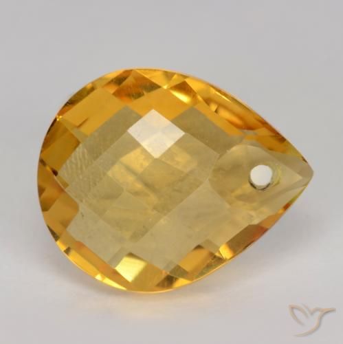 Citrino Dourado Escuro Natural 3.52ct, Formato de pêra, VVS-VS