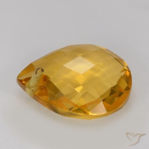 Citrino Dourado Escuro Natural 3.52ct, Formato de pêra, VVS-VS