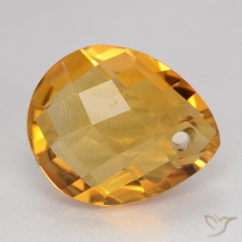 Citrino Laranja Profundo-Ouro Natural 3.67ct, Formato de pêra, VVS-VS