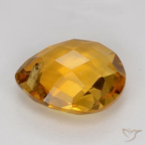 Citrino Laranja Profundo-Ouro Natural 3.67ct, Formato de pêra, VVS-VS