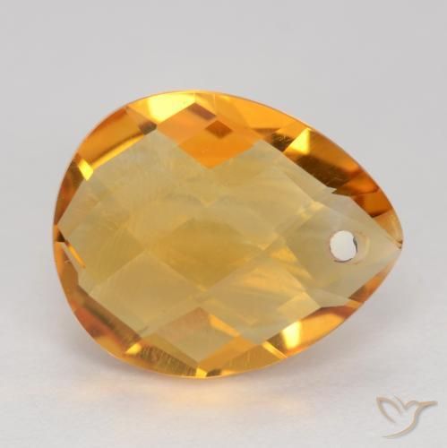 Citrino Laranja Médio Natural 3.38ct, Formato de pêra, VVS-VS