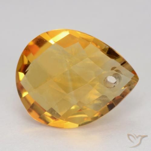 Citrino Laranja escuro-dourado Natural 3.37ct, Formato de pêra, VVS-VS