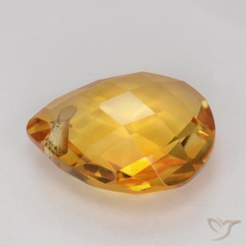 Citrino Laranja escuro-dourado Natural 3.37ct, Formato de pêra, VVS-VS