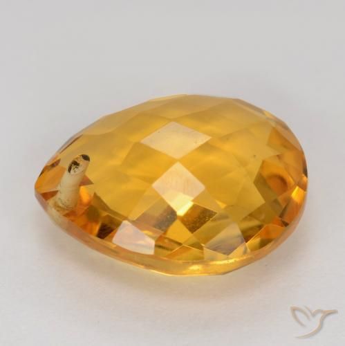 Citrino Dourado Escuro Natural 3.86ct, Formato de pêra, VVS-VS