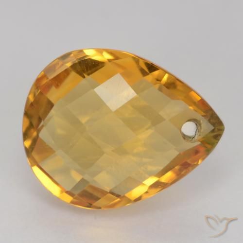 Citrino Dourado Escuro Natural 3.39ct, Formato de pêra, VVS-VS