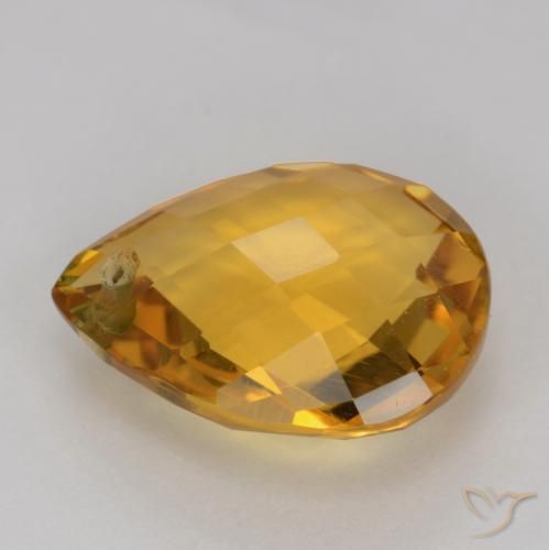 Citrino Dourado Escuro Natural 3.39ct, Formato de pêra, VVS-VS