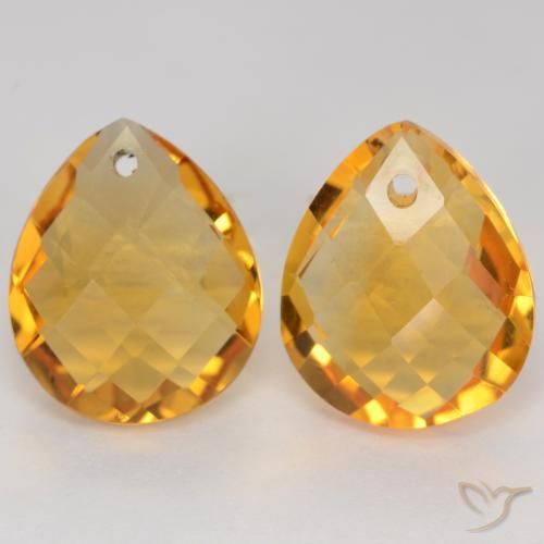 7.39ctw Natural Laranja Dourado Profundo Citrino, Formato de pêra, VVS-VS