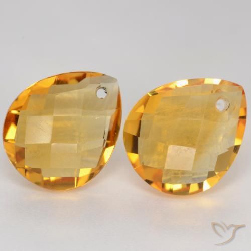 Pedras preciosas de Citrino Laranja Dourado Profundo natural de 7.39 ct, Formato de pêra, VVS-VS