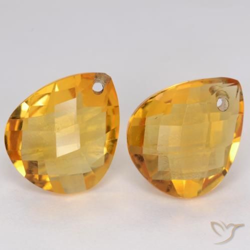 Pedras preciosas de Citrino Dourado Escuro natural de 7.21 ct, Formato de pêra, VVS-VS