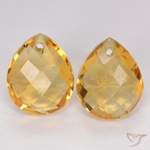 7.32ctw Natural Laranja Dourado Profundo Citrino, Formato de pêra, VVS-VS