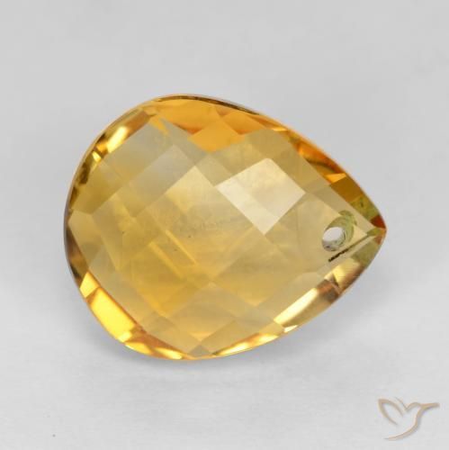 Citrino Laranja Dourado Profundo Natural 3.85ct, Formato de pêra, VVS-VS