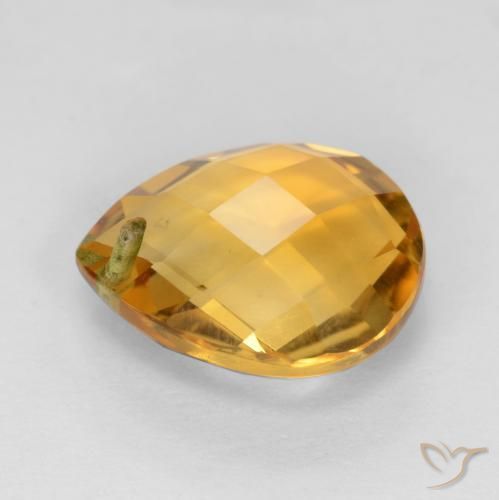 Citrino Laranja Dourado Profundo Natural 3.85ct, Formato de pêra, VVS-VS