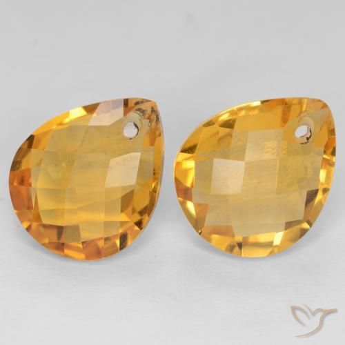 Pedras preciosas de Citrino Dourado Escuro natural de 7.39 ct, Formato de pêra, VVS-VS