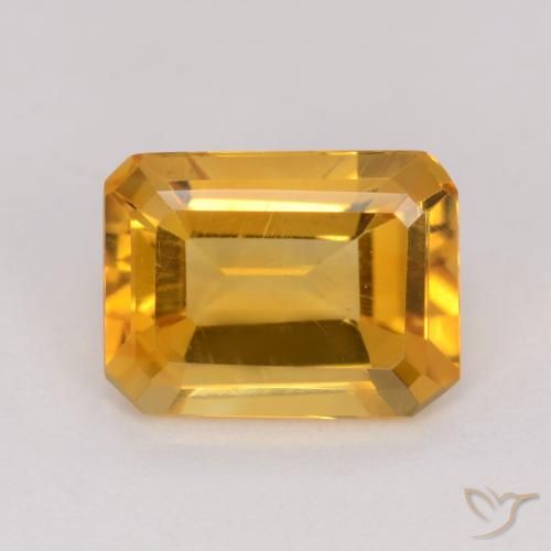 1.20ct Natural Laranja Dourado Profundo Citrino, Corte Esmeralda, VVS-VS