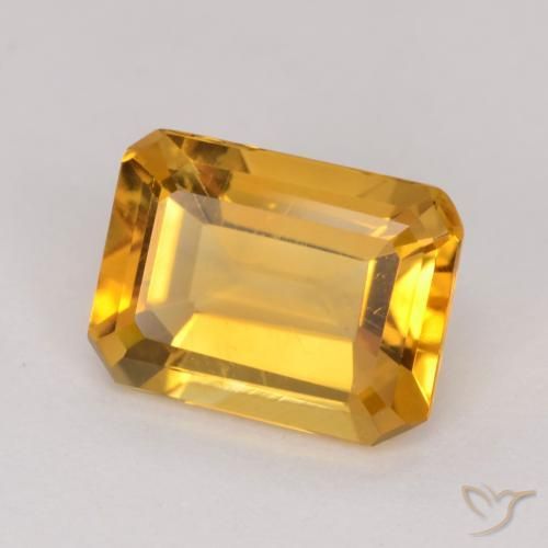 Citrino Laranja Dourado Profundo Natural 1.20ct, Corte Octógono / Esmeralda, VVS-VS