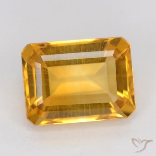 1.57ct Natural Dourado Escuro Citrino, Corte Esmeralda, VVS-VS