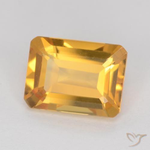Citrino Laranja Dourado Profundo Natural 1.24ct, Corte Octógono / Esmeralda, VVS-VS