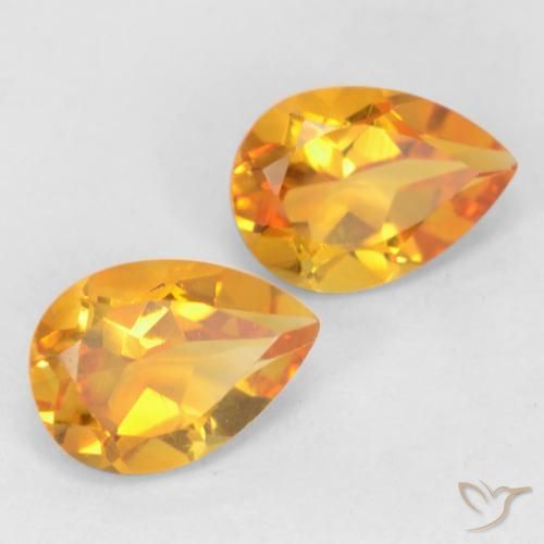 Pedras preciosas de Citrino Laranja Profundo-Ouro natural de 1.33 ct, Formato de pêra, VVS-VS