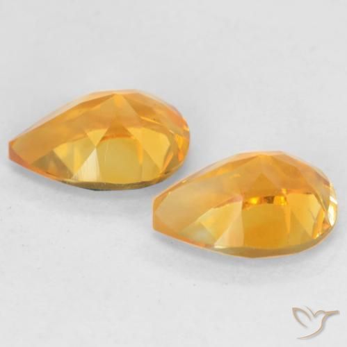 Pedras preciosas de Citrino Laranja Profundo-Ouro natural de 1.33 ct, Formato de pêra, VVS-VS