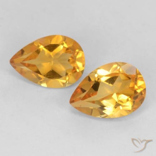1.27ctw Natural Laranja escuro-dourado Citrino, Formato de pêra, VVS-VS