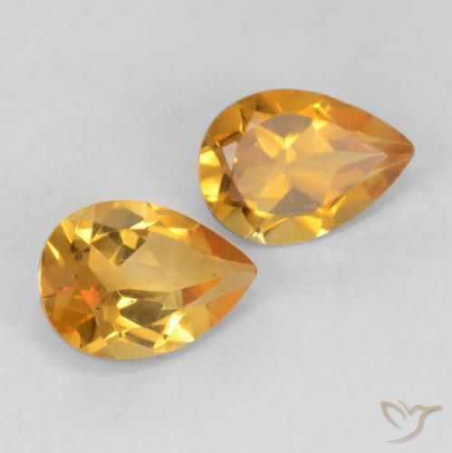 Pedras preciosas de Citrino Laranja escuro-dourado natural de 1.27 ct, Formato de pêra, VVS-VS