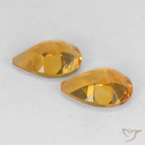 Pedras preciosas de Citrino Laranja escuro-dourado natural de 1.27 ct, Formato de pêra, VVS-VS