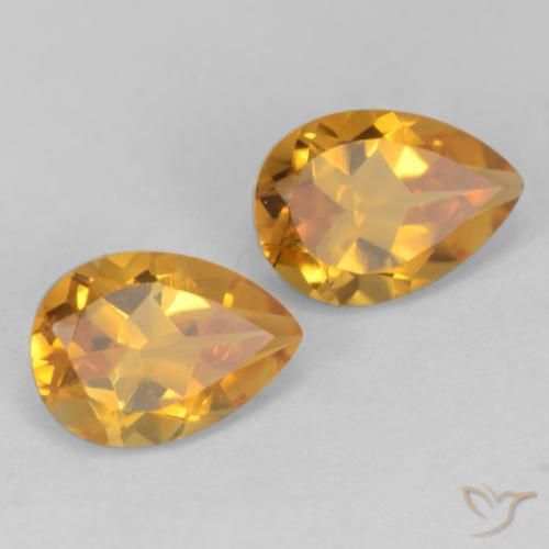 Pedras preciosas de Citrino Laranja escuro-dourado natural de 1.48 ct, Formato de pêra, VS