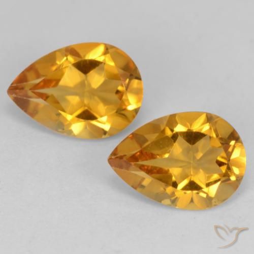 1.28ctw Natural Laranja Profundo-Ouro Citrino, Formato de pêra, VVS-VS
