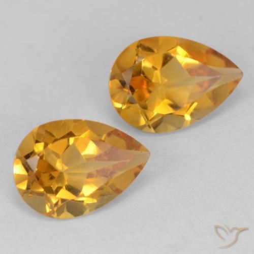Pedras preciosas de Citrino Laranja Profundo-Ouro natural de 1.28 ct, Formato de pêra, VVS-VS