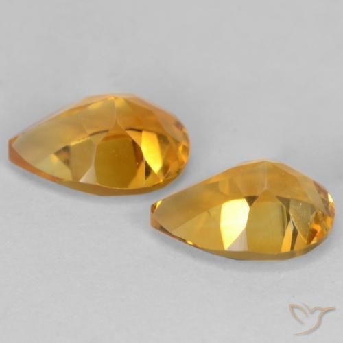Pedras preciosas de Citrino Laranja Profundo-Ouro natural de 1.28 ct, Formato de pêra, VVS-VS